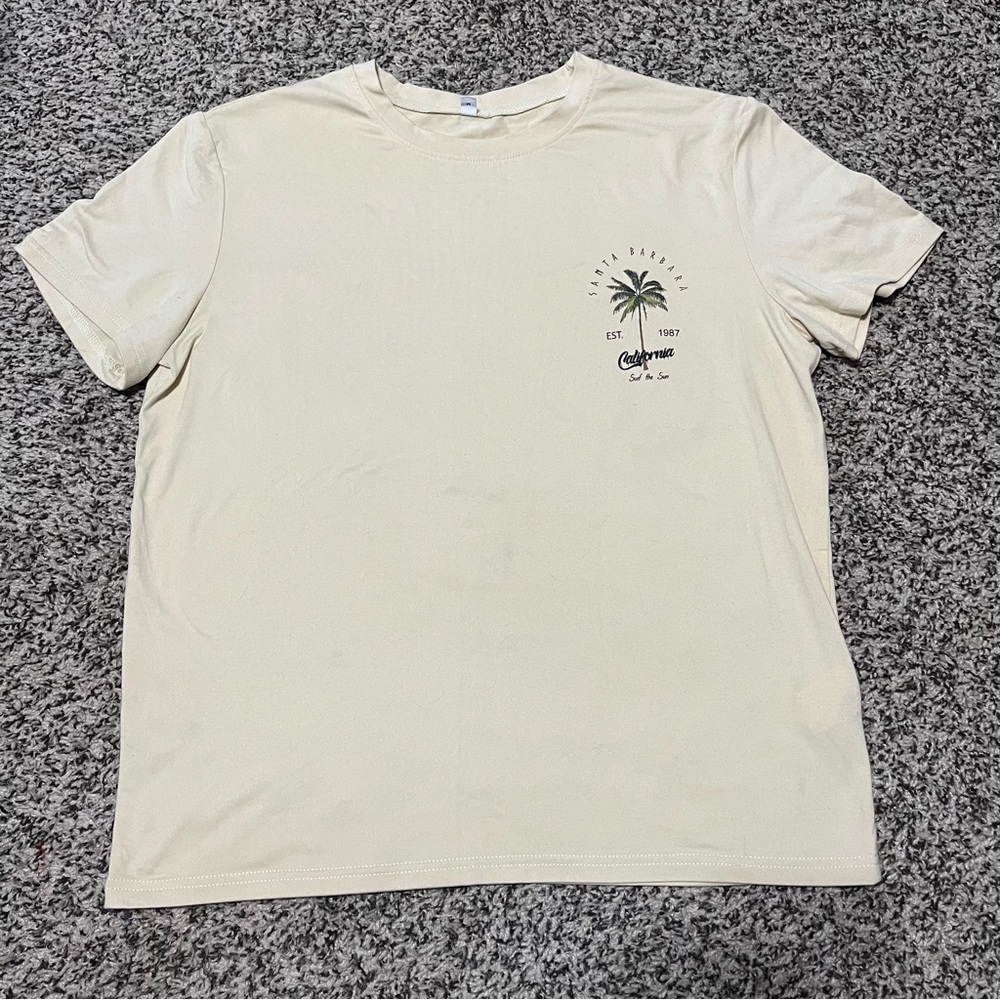 Corteiz Cream Santa Barbara Casual Palm Graphic Tee Size M